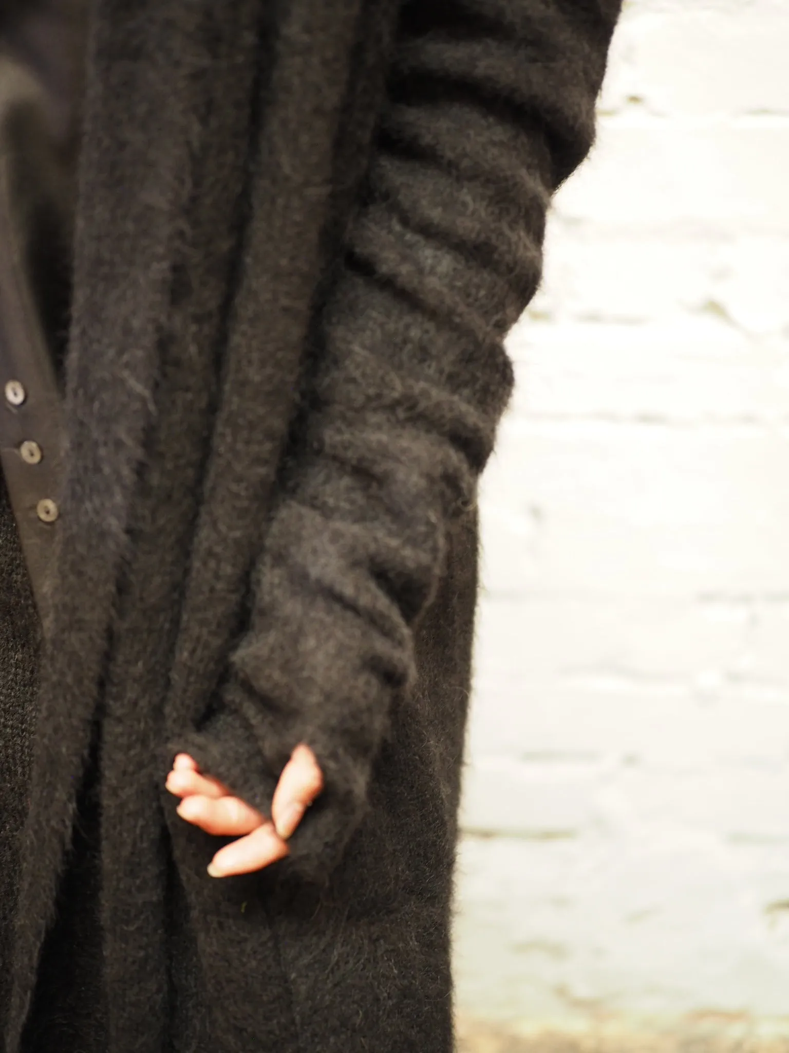 Shawl collar Luxe cardi (Alpaca)- Black