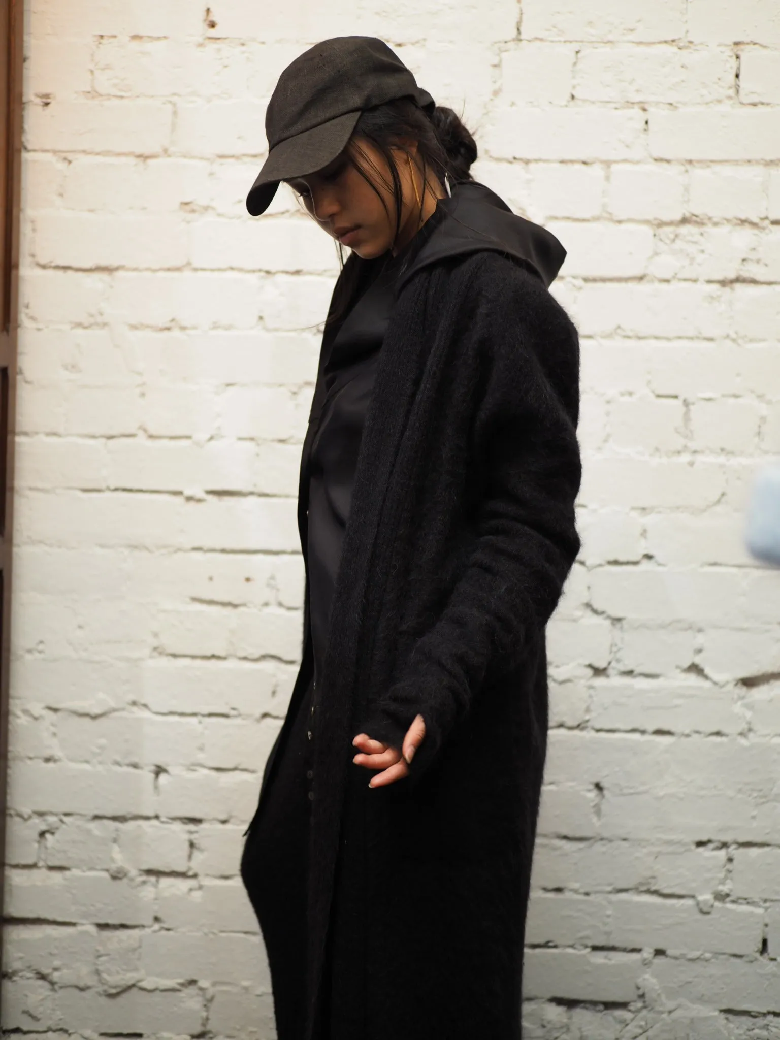 Shawl collar Luxe cardi (Alpaca)- Black