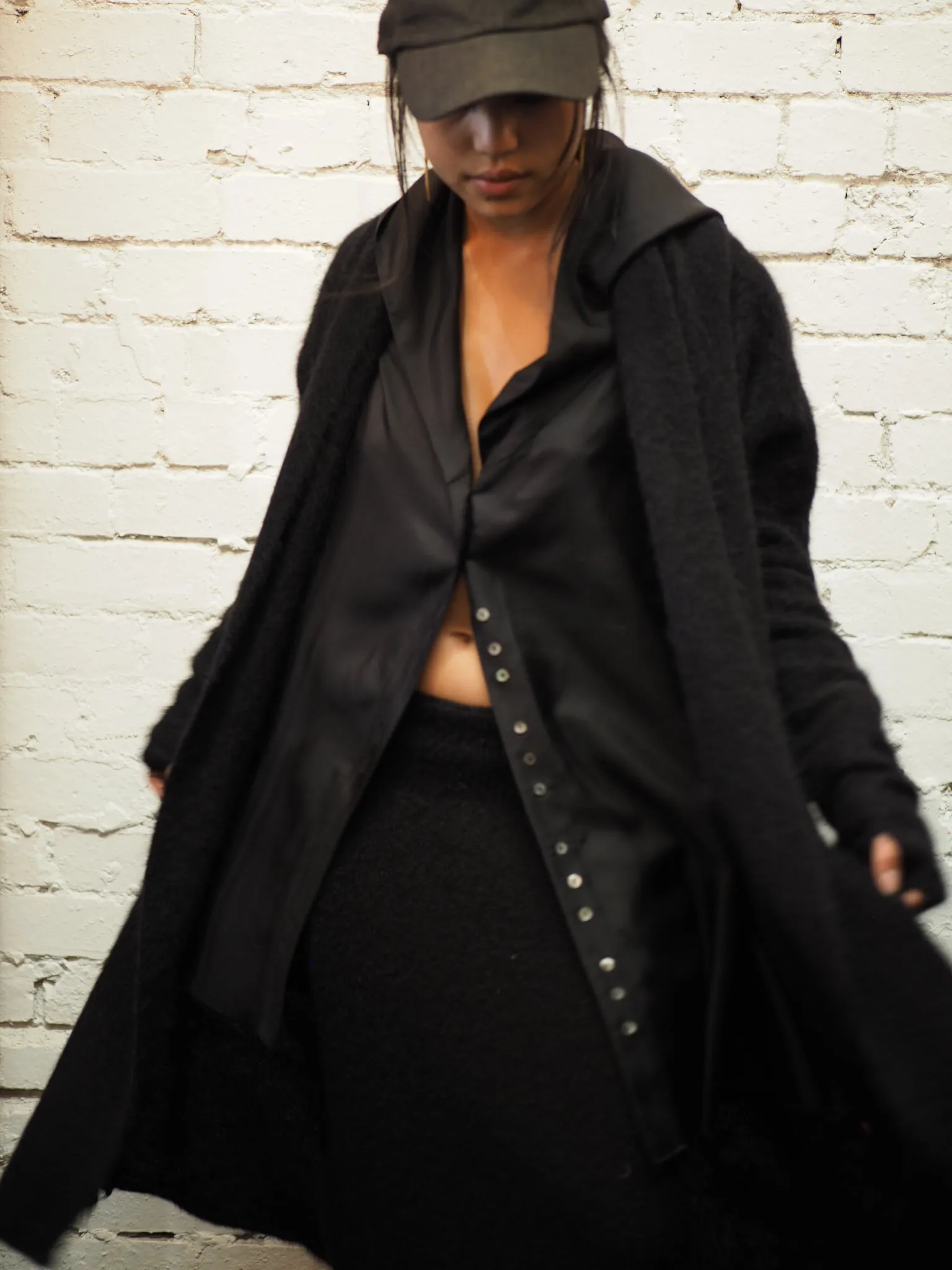 Shawl collar Luxe cardi (Alpaca)- Black