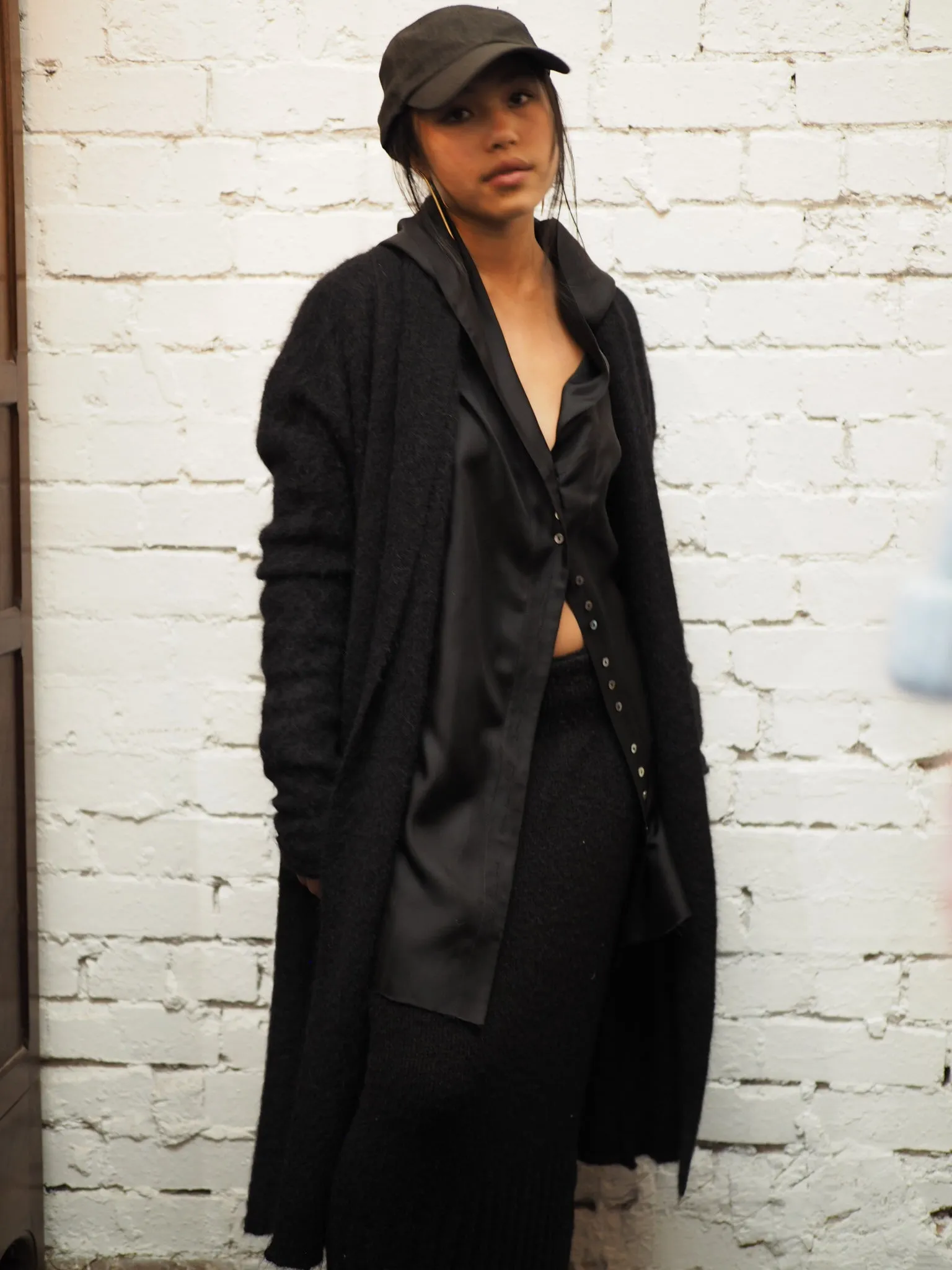Shawl collar Luxe cardi (Alpaca)- Black