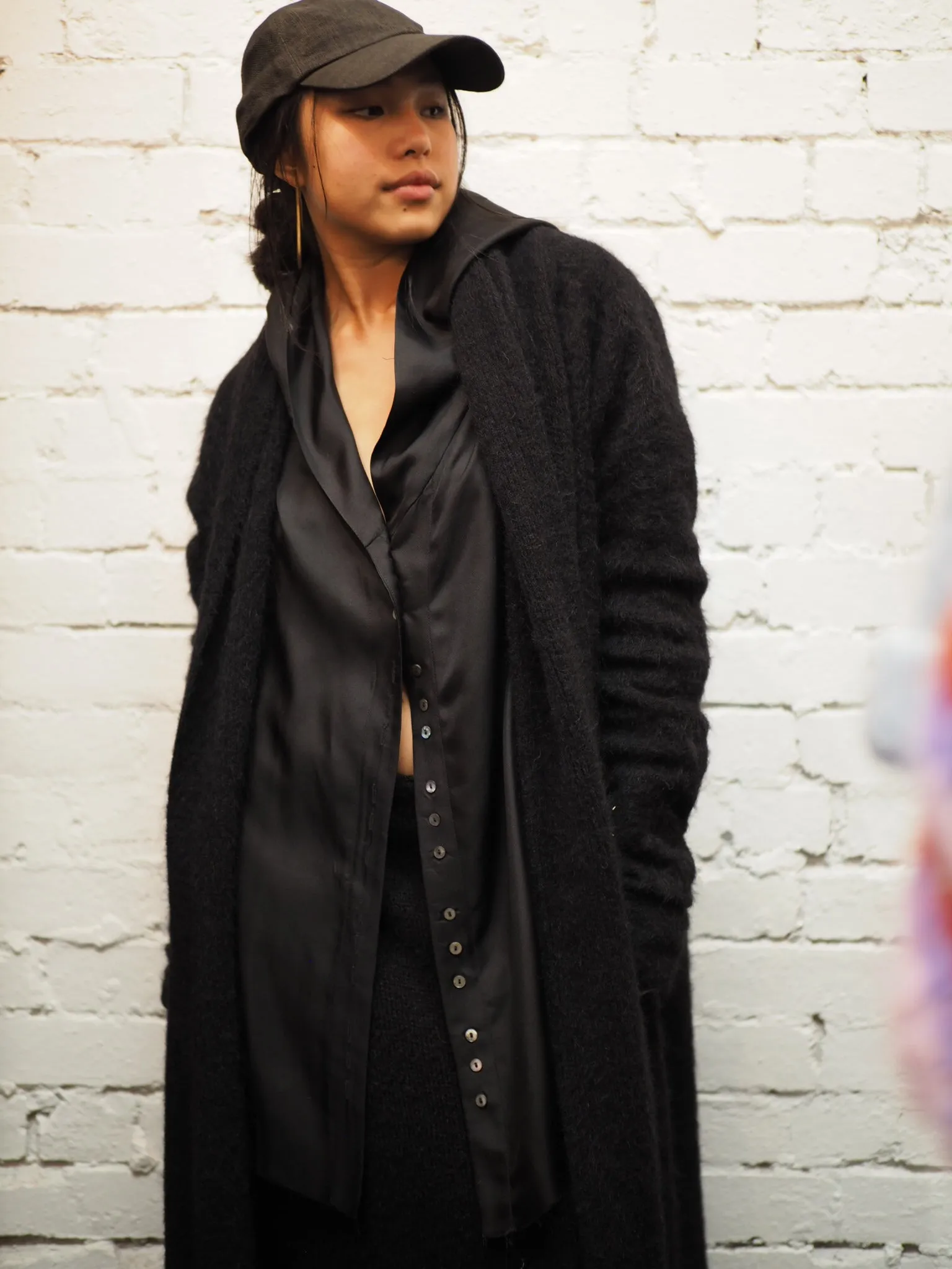 Shawl collar Luxe cardi (Alpaca)- Black