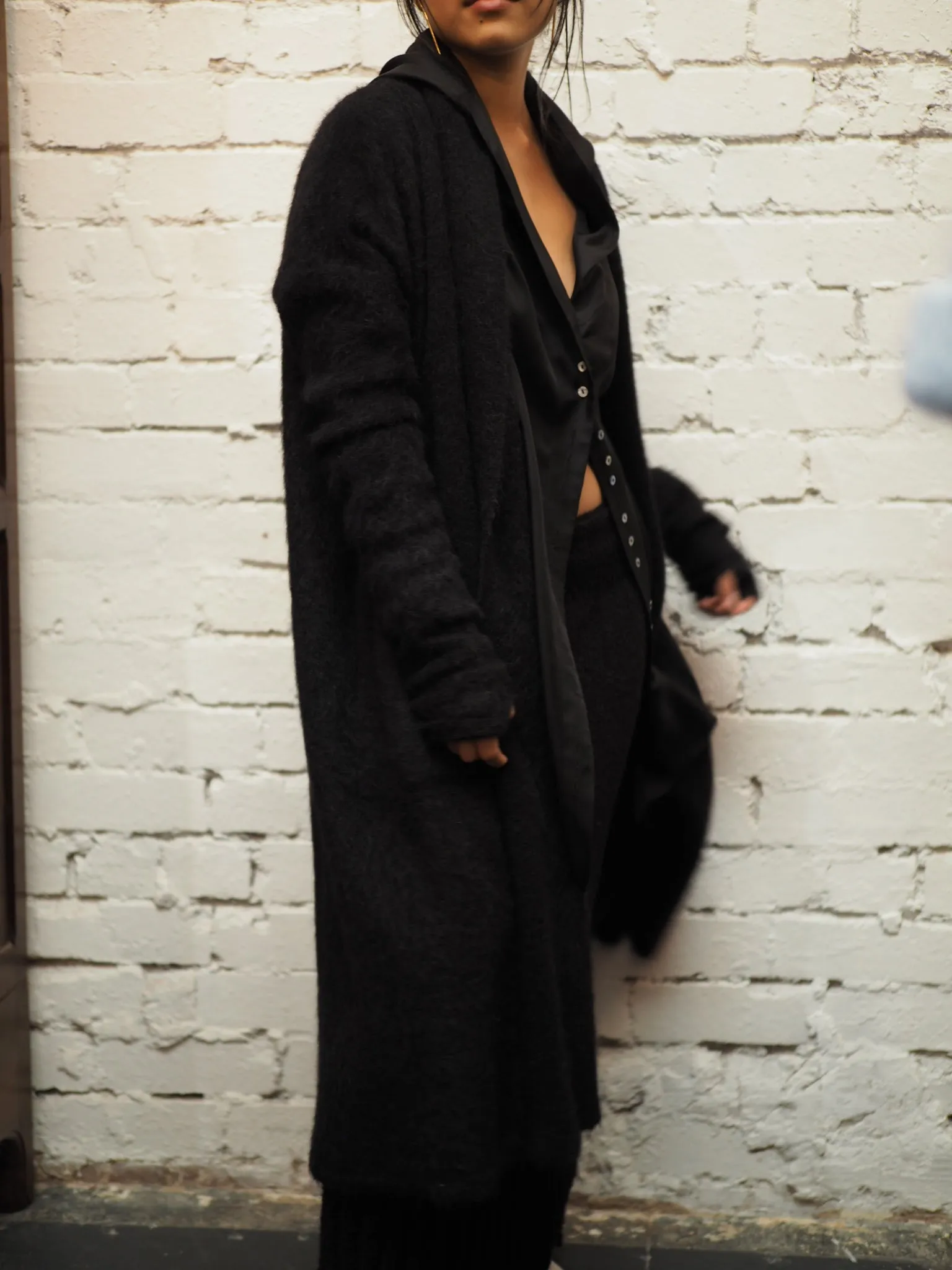 Shawl collar Luxe cardi (Alpaca)- Black
