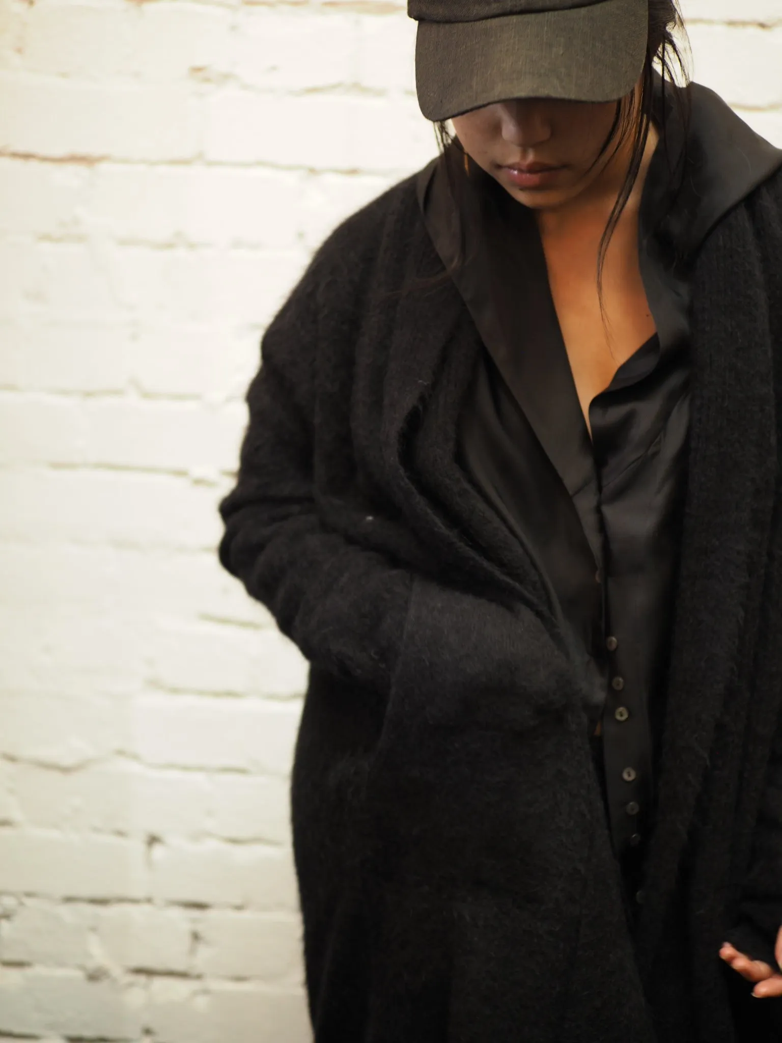 Shawl collar Luxe cardi (Alpaca)- Black