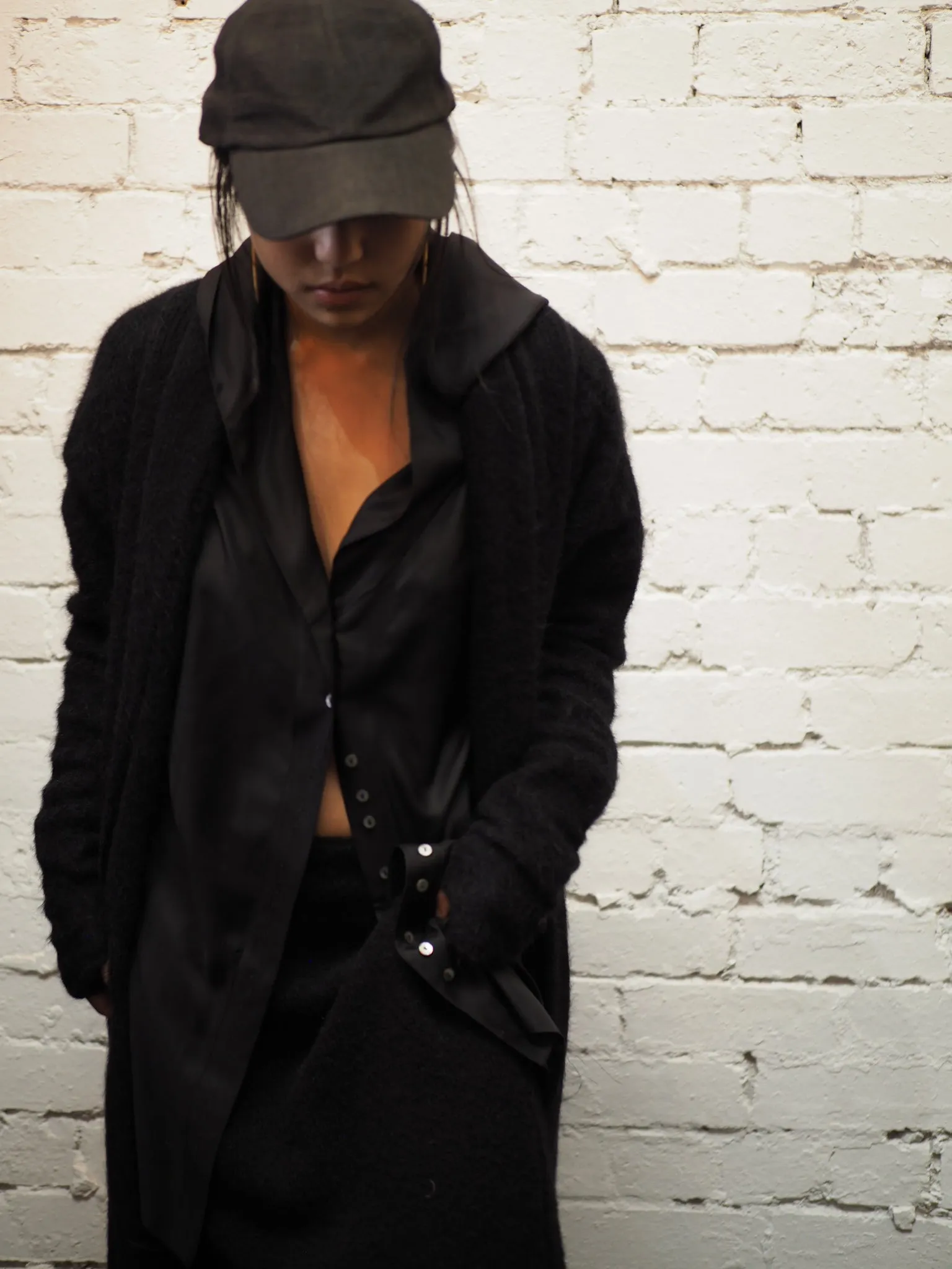 Shawl collar Luxe cardi (Alpaca)- Black