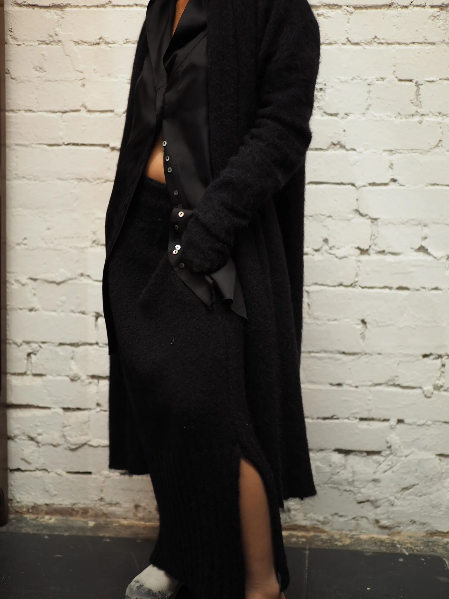 Shawl collar Luxe cardi (Alpaca)- Black