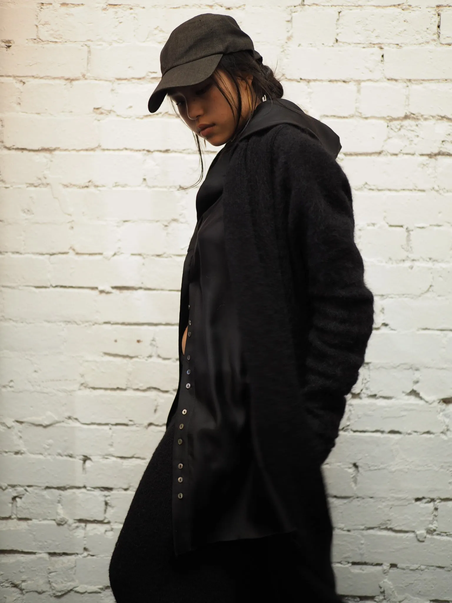 Shawl collar Luxe cardi (Alpaca)- Black
