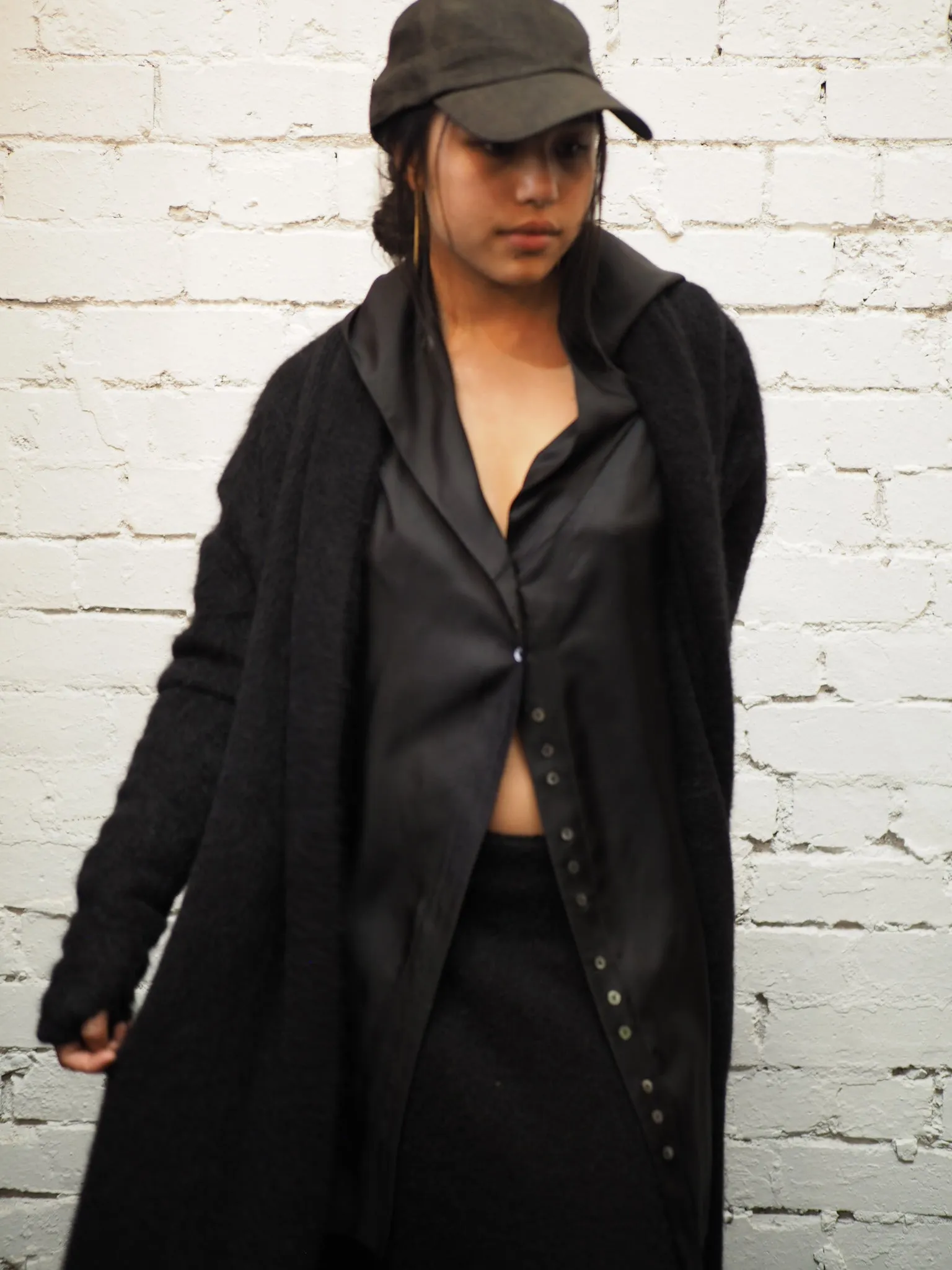 Shawl collar Luxe cardi (Alpaca)- Black