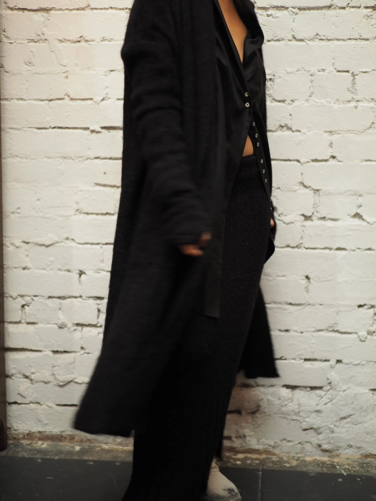 Shawl collar Luxe cardi (Alpaca)- Black