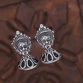 Silver Plated Multi Coloured Goddess Durga Face Jhumki Earring