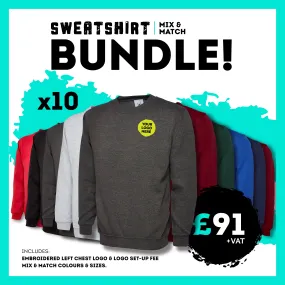 Sweatshirts x10 Free Embroidered Left Chest Logo
