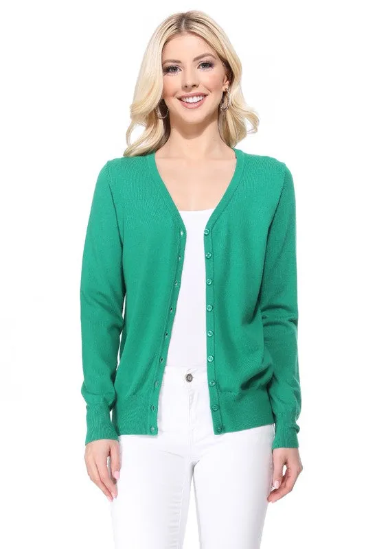 V-Neck Button Down Knit Cardigan Sweater